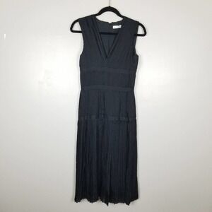 Altuzarra black pleated jumper dress, v neck, size 34/ S